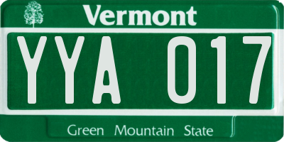 VT license plate YYA017