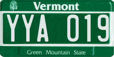 VT license plate YYA019