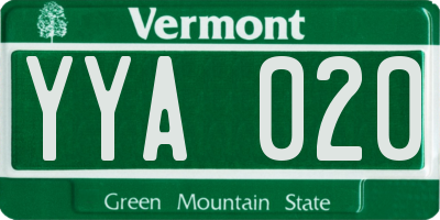 VT license plate YYA020