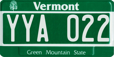 VT license plate YYA022