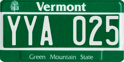 VT license plate YYA025