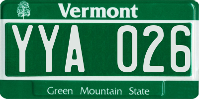 VT license plate YYA026