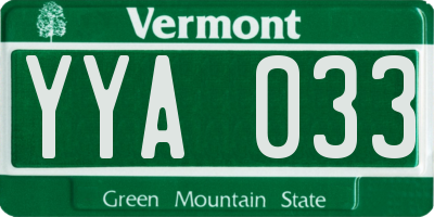 VT license plate YYA033