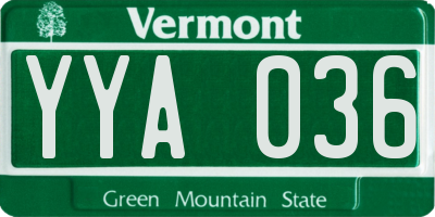 VT license plate YYA036