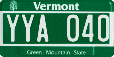 VT license plate YYA040