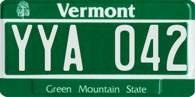 VT license plate YYA042