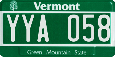 VT license plate YYA058
