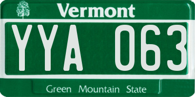 VT license plate YYA063