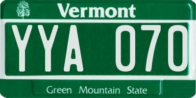 VT license plate YYA070