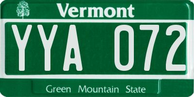 VT license plate YYA072