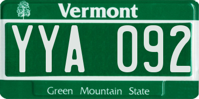 VT license plate YYA092