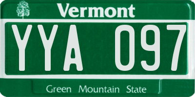 VT license plate YYA097