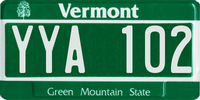 VT license plate YYA102