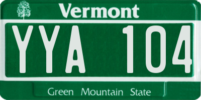 VT license plate YYA104