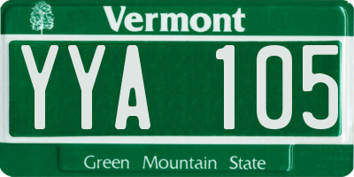VT license plate YYA105
