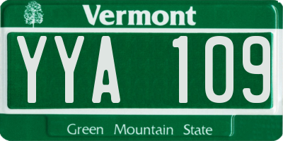 VT license plate YYA109