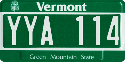 VT license plate YYA114