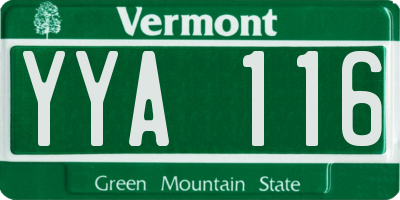 VT license plate YYA116