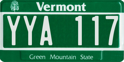 VT license plate YYA117