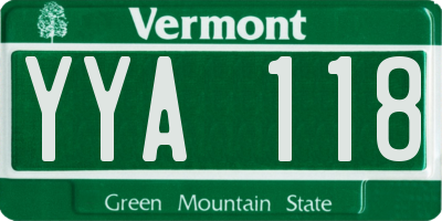 VT license plate YYA118