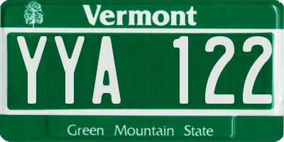 VT license plate YYA122