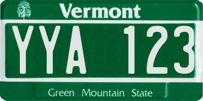VT license plate YYA123
