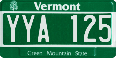 VT license plate YYA125