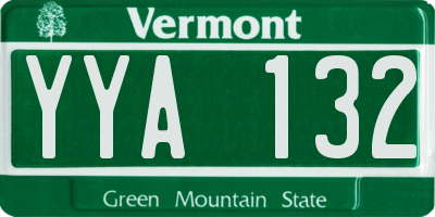 VT license plate YYA132