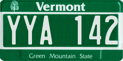 VT license plate YYA142