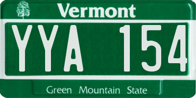 VT license plate YYA154