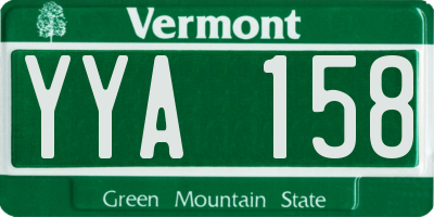 VT license plate YYA158