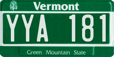 VT license plate YYA181