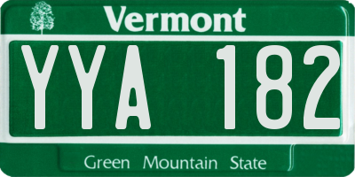 VT license plate YYA182