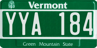 VT license plate YYA184