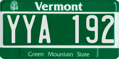 VT license plate YYA192