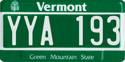 VT license plate YYA193