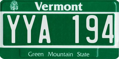 VT license plate YYA194
