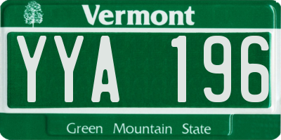 VT license plate YYA196