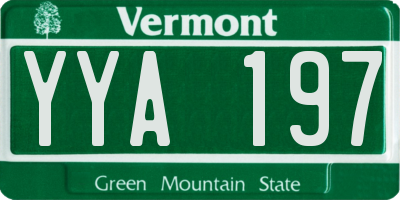 VT license plate YYA197