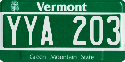 VT license plate YYA203