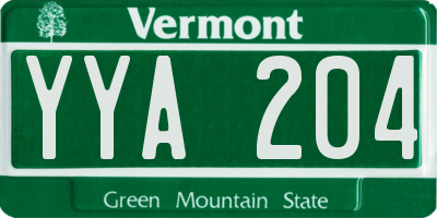 VT license plate YYA204