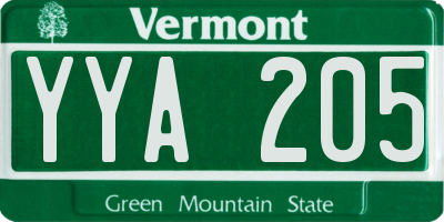 VT license plate YYA205