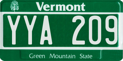 VT license plate YYA209