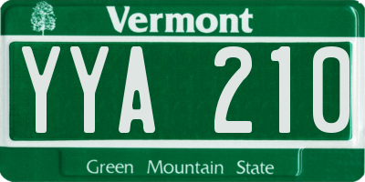 VT license plate YYA210