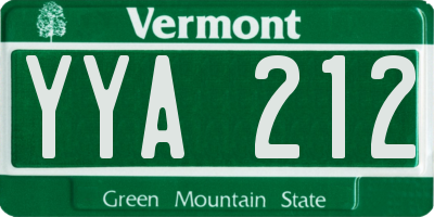 VT license plate YYA212