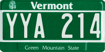 VT license plate YYA214