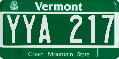 VT license plate YYA217