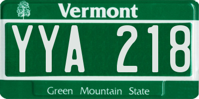 VT license plate YYA218