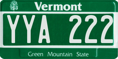 VT license plate YYA222