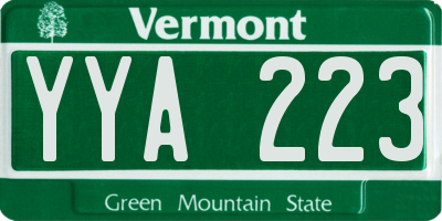 VT license plate YYA223
